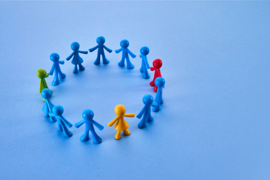 A circle of colourful figurines
